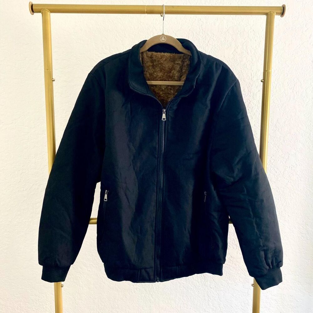 Mens Black Field Soft Lined Bomber Jacket L / XL